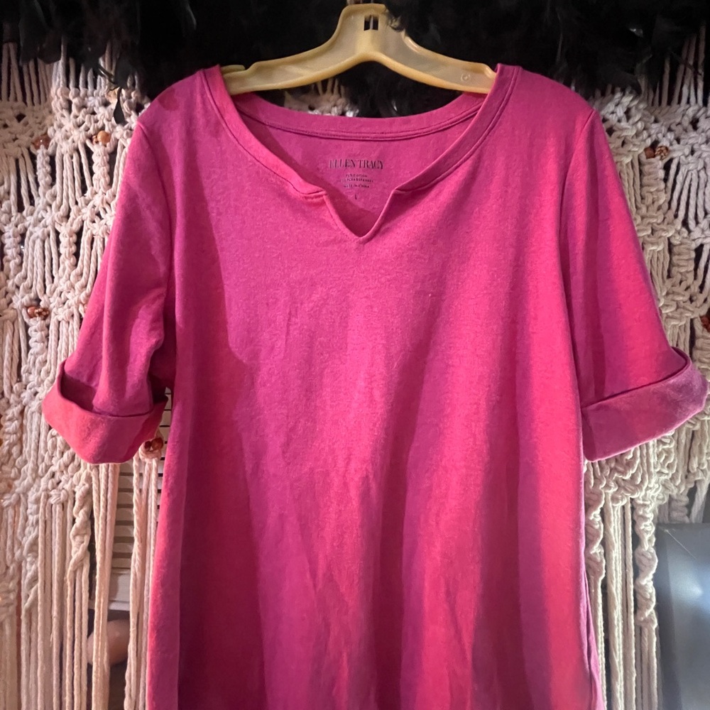 Ellen Tracy Fuchsia Short Sleeve Tee